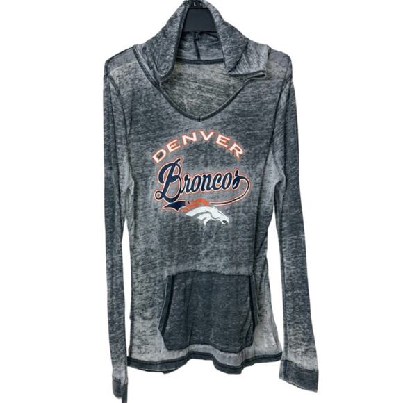 Vintage Burnout Denver Broncos Women’s Hoodie XL Distressed Pullover Semi Sheer - Picture 1 of 10